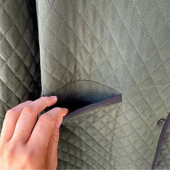 Diane Von Furstenberg Vintage Silk Assets Quilted Jacket Coat Green Medium Vtg - Picture 8 of 11